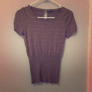 Express Brown and Gold Blouse with puff sleeve